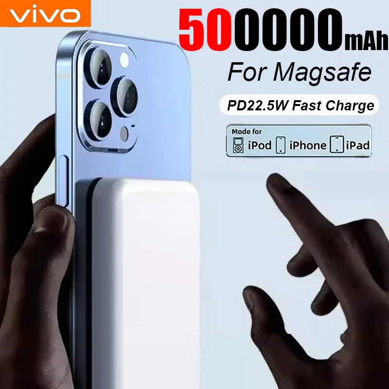 500000Mah Wireless Magnetic Power Bank Charger Fast Charging External Spare Battery for Apple Iphone Android for Magsafes
