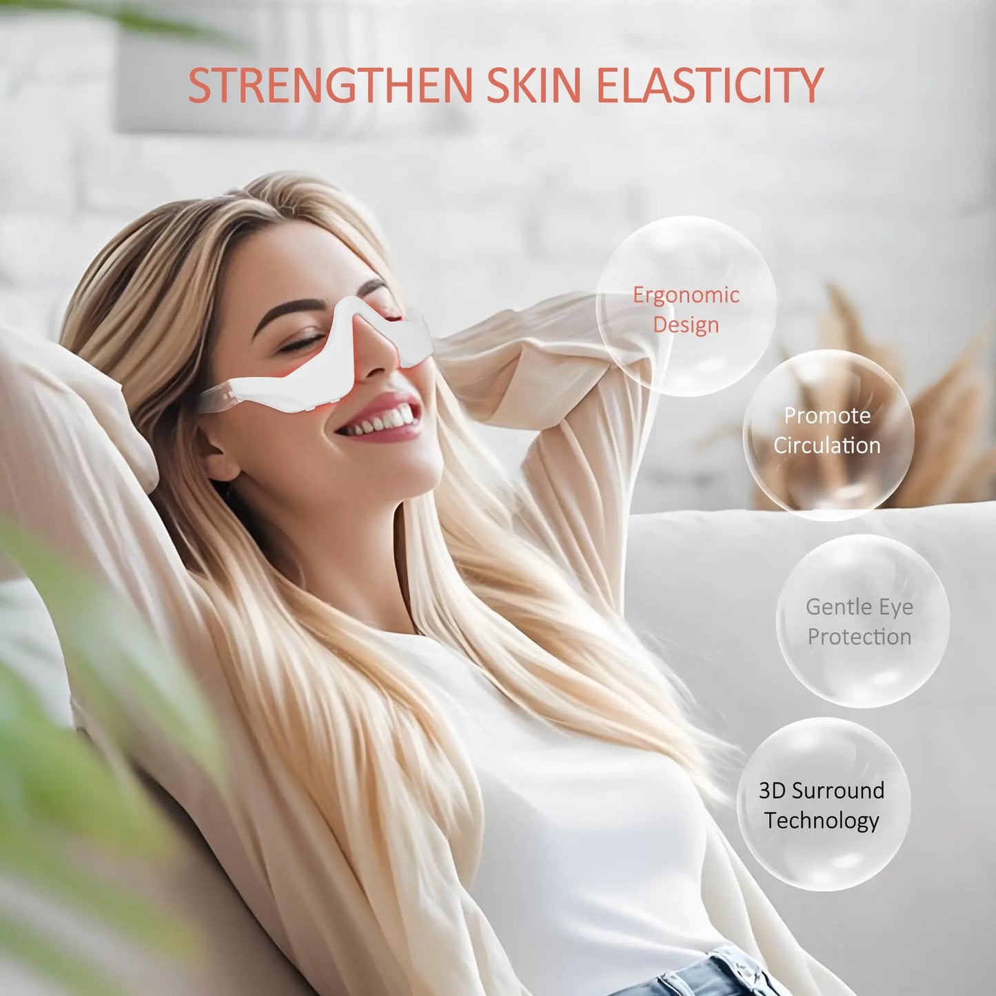 Under Eye Red Light Therapy Device, 4 Modes Red Light Therapy Glasses, Red 650NM Red Light Eye Mask for The Treatment of Eye Bag