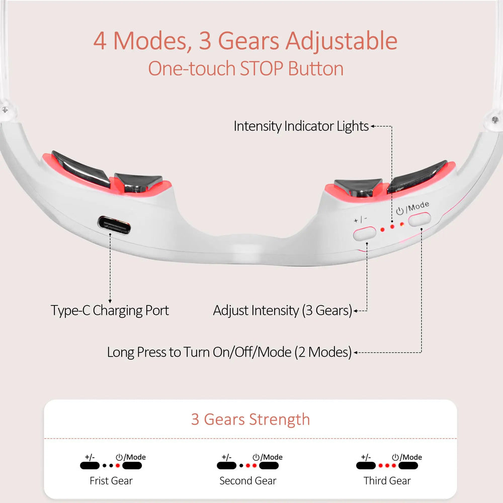 Under Eye Red Light Therapy Device, 4 Modes Red Light Therapy Glasses, Red 650NM Red Light Eye Mask for The Treatment of Eye Bag