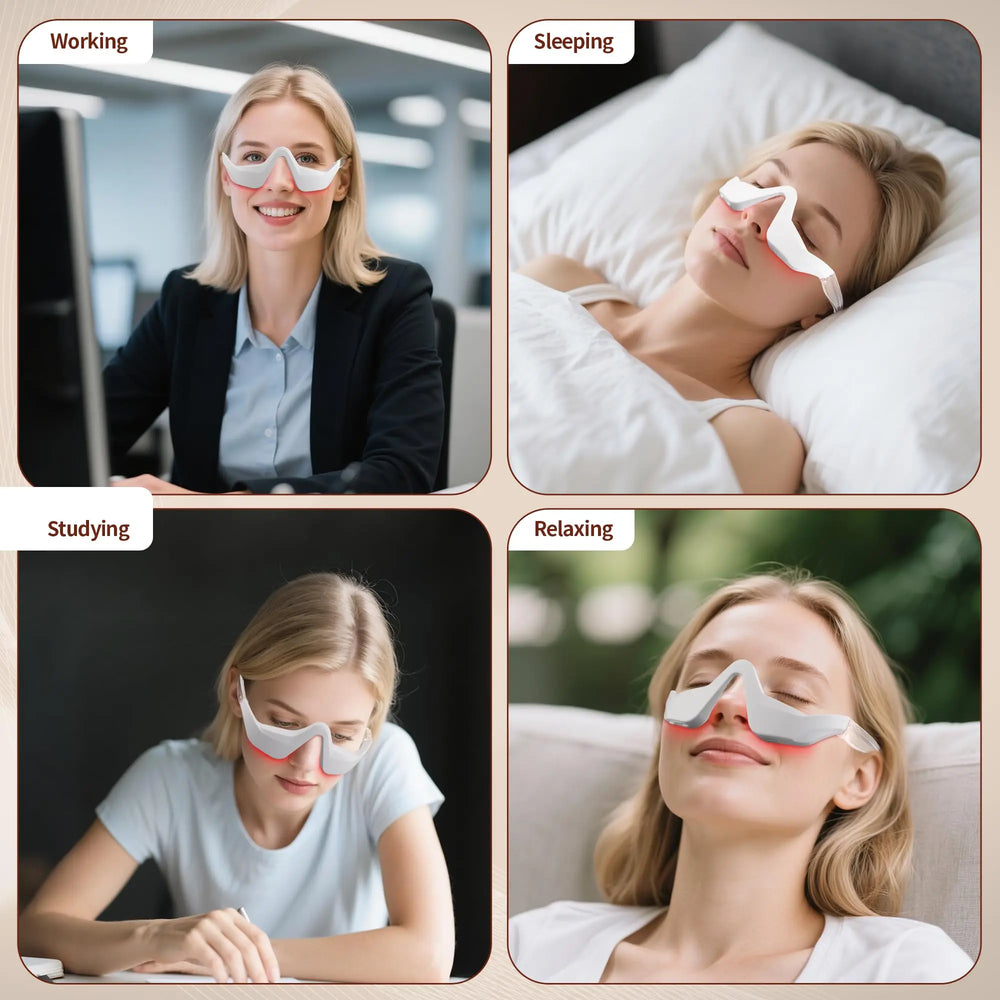 Under Eye Red Light Therapy Device, 4 Modes Red Light Therapy Glasses, Red 650NM Red Light Eye Mask for The Treatment of Eye Bag