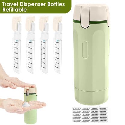 4 in 1 Travel Dispenser Bottle Plastic Toiletry Container Bottle Portable Leak Proof Travel Bottles for Shampoo and Conditioner