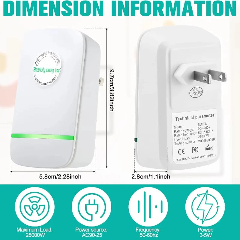 Energy Saving Device Household Power Saver Plug in Reduces Energy Costs Stabilize Voltage and Protect Circuit
