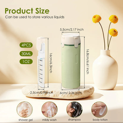 4 in 1 Travel Dispenser Bottle Plastic Toiletry Container Bottle Portable Leak Proof Travel Bottles for Shampoo and Conditioner